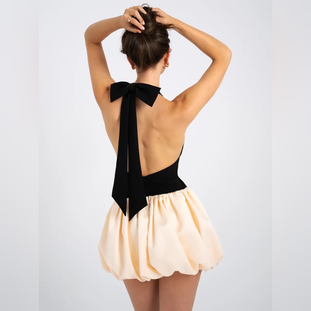 Miss Circle Yaira Backless Drop Waist Mini Bubble Dress